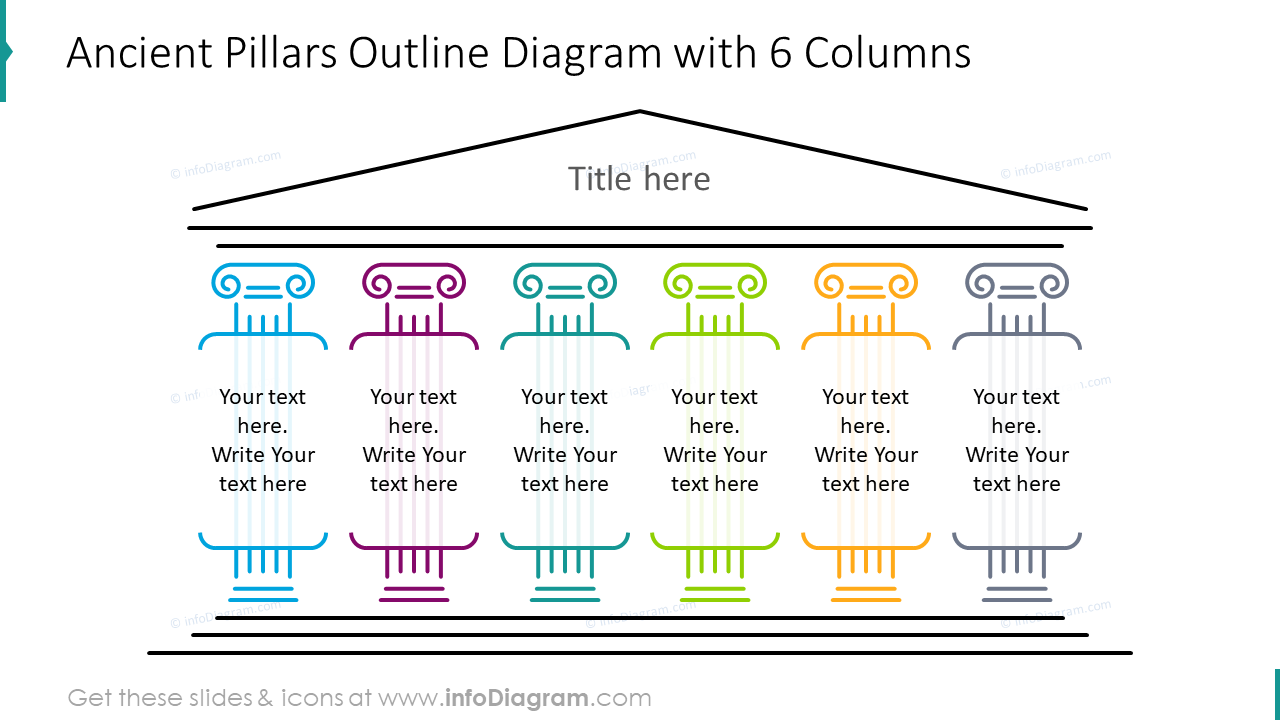 Six Column Ancient Pillars Outline Diagram