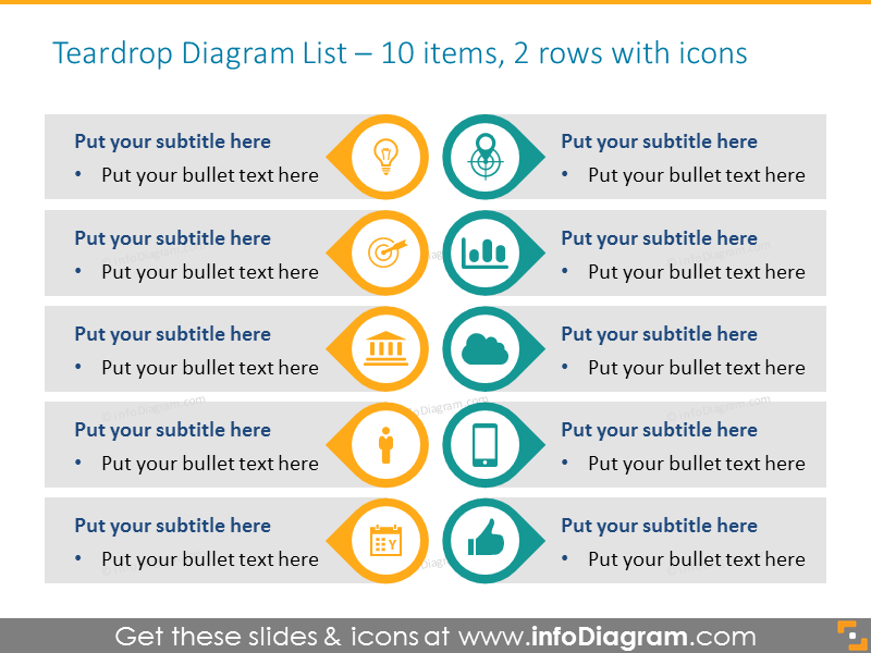 Diagram Example for Project Planning with Icons - Steps in 2 Columns