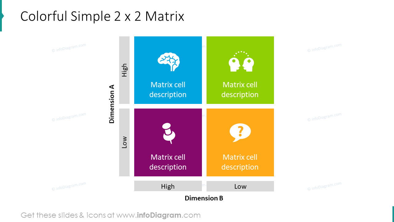 Colorful simple 2 x 2 matrix graphics