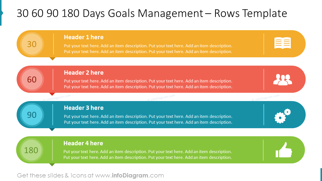 30 60 90 180 Days Goals Management – Rows Template