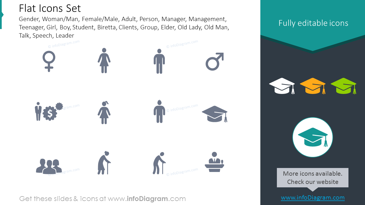 Flat Icons Set for illustrating survey report template