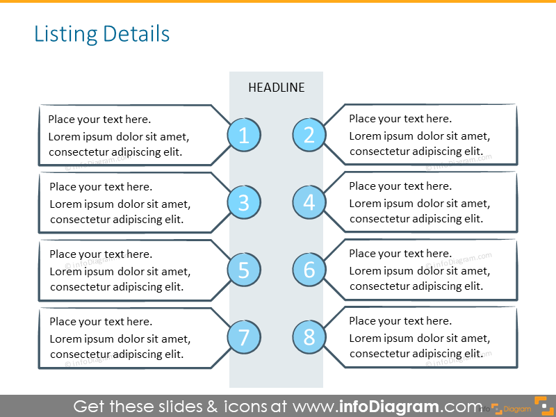 Listing details illustrated with two columns