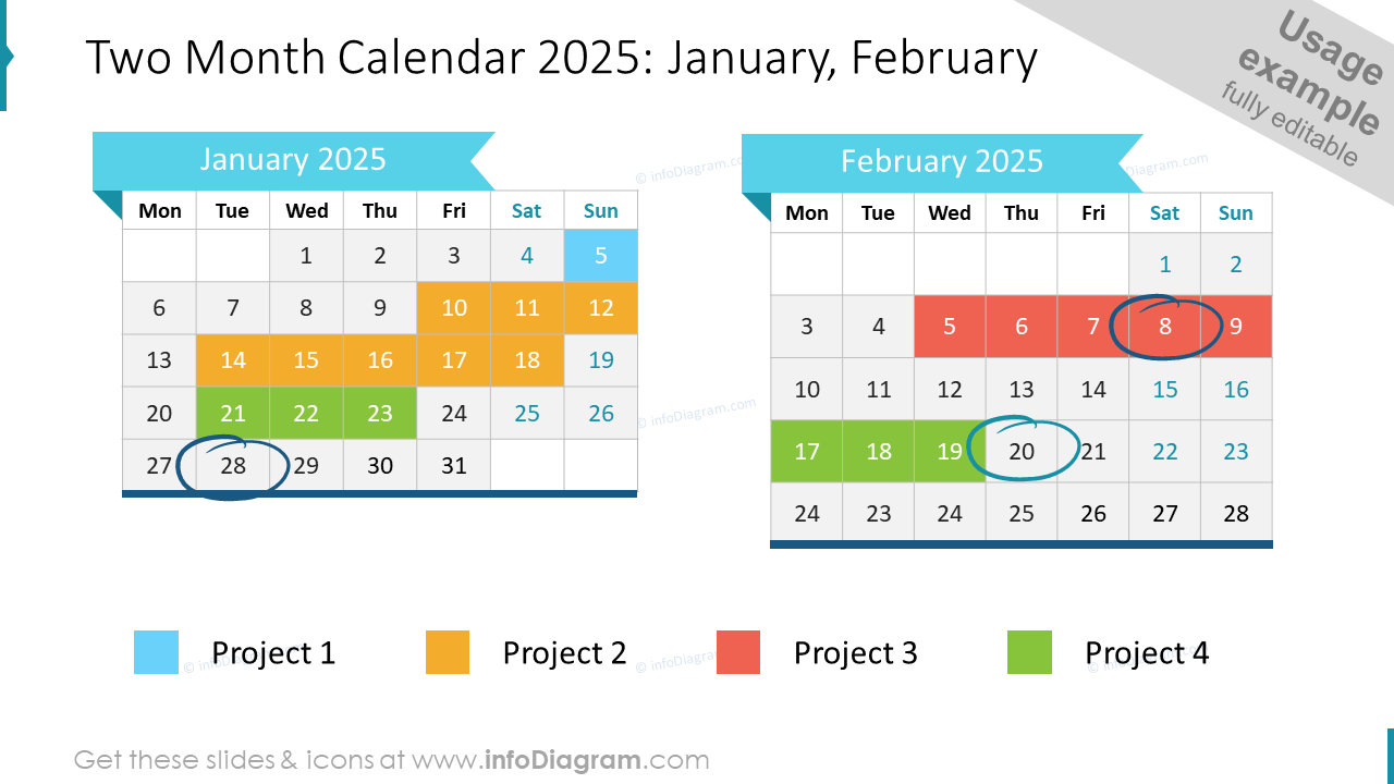 Two Month Calendar 2024: January, February