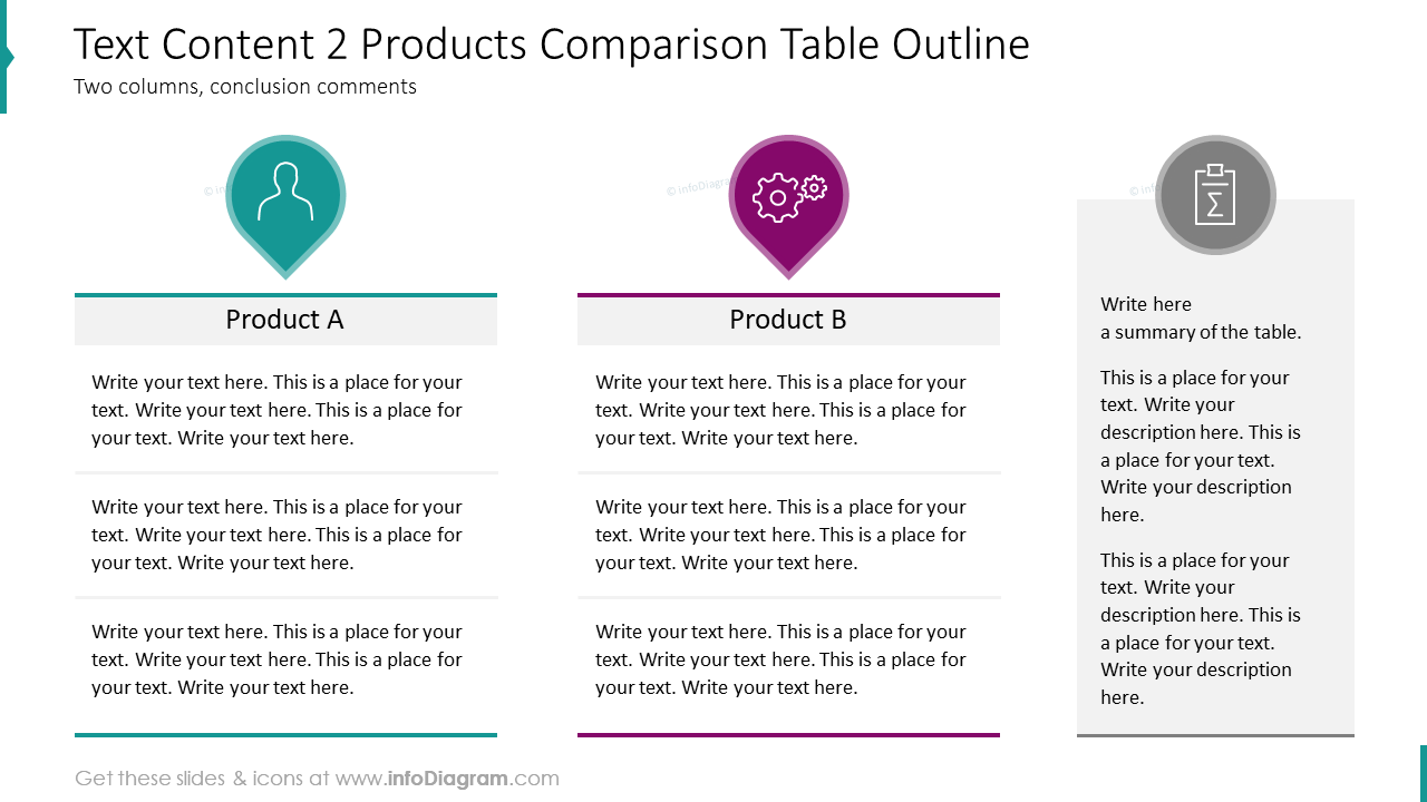 Light Outline Comparison Table for 2 elements