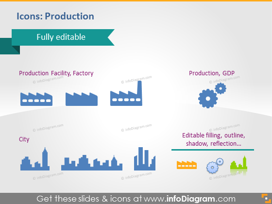 Icons Production Factory City PowerPoint clipart