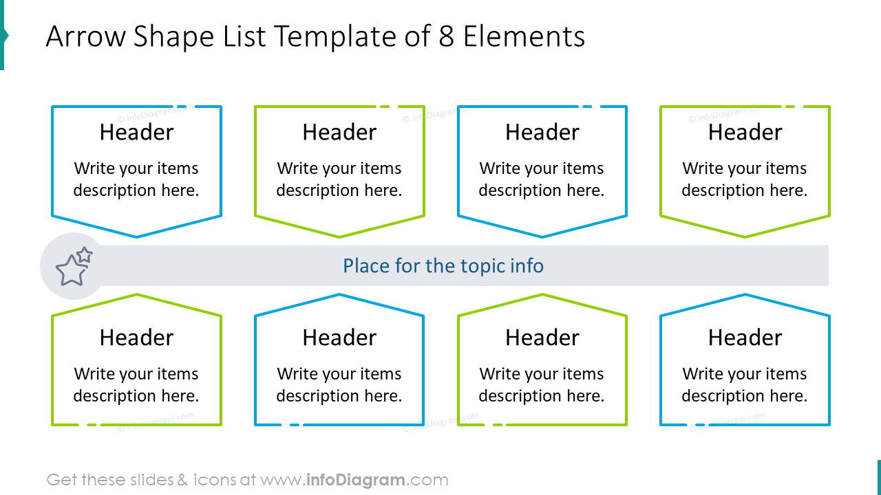 Arrow shape list template of eight items