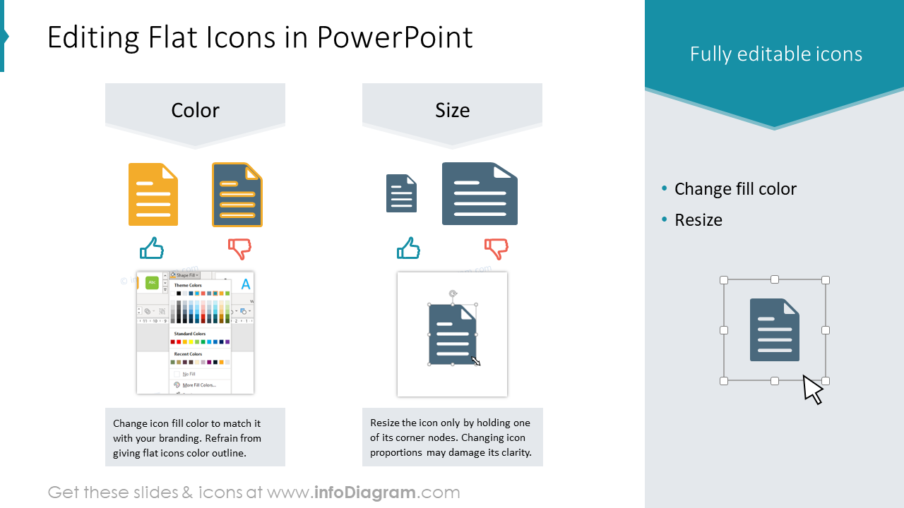 Flat icons set intended to show group development