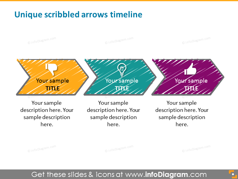 Unique scribbled arrows timeline