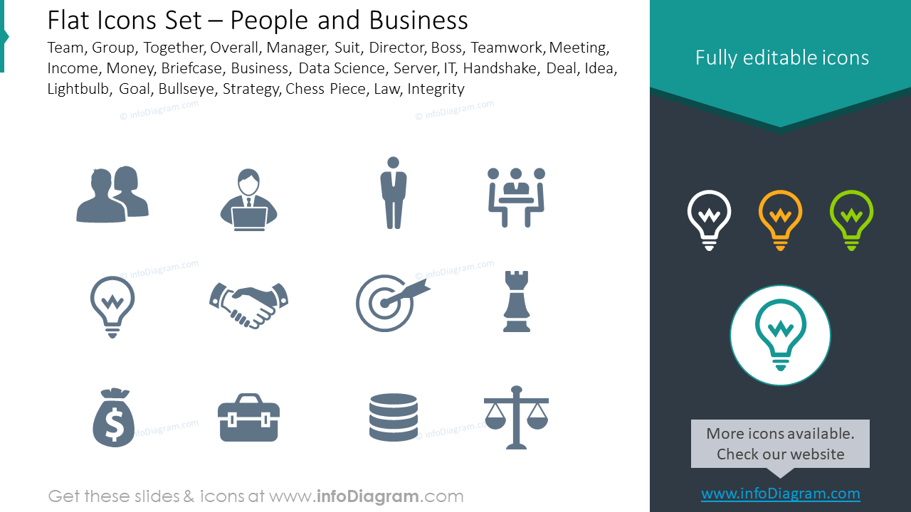 Icônes en style plat : équipe, groupe, ensemble, global, manager