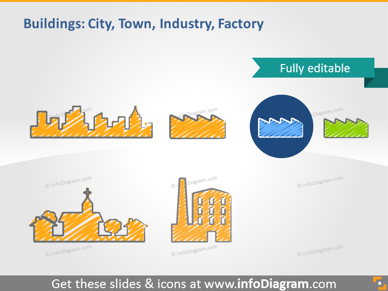 building icon factory city town hand drawn symbol church