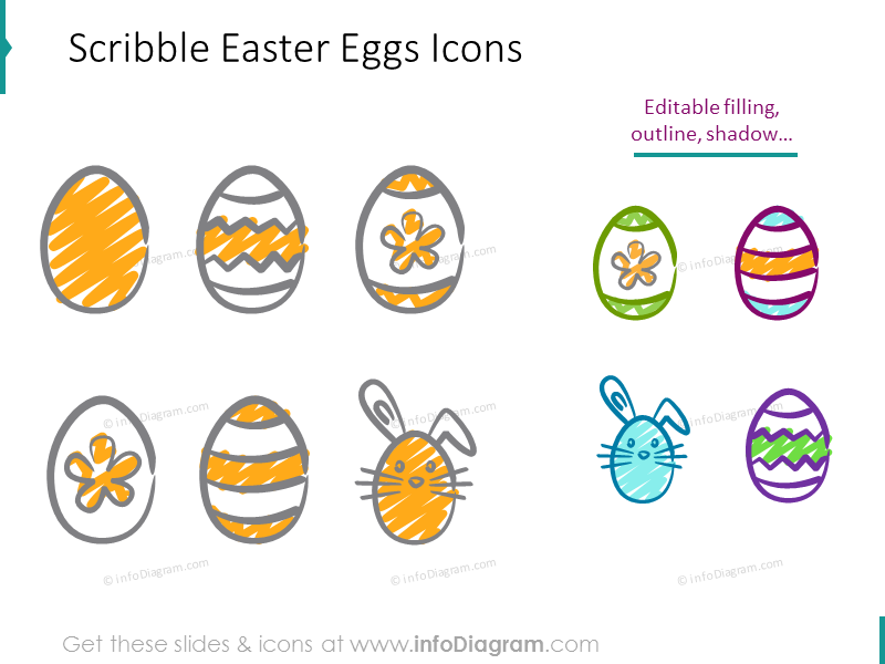 Handwritten Spring and Easter Icons (PPT clipart)