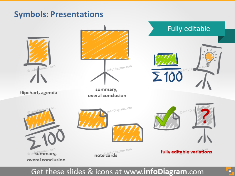 scribble presentation flipchart symbols handwritten pictograms icons ppt clipart