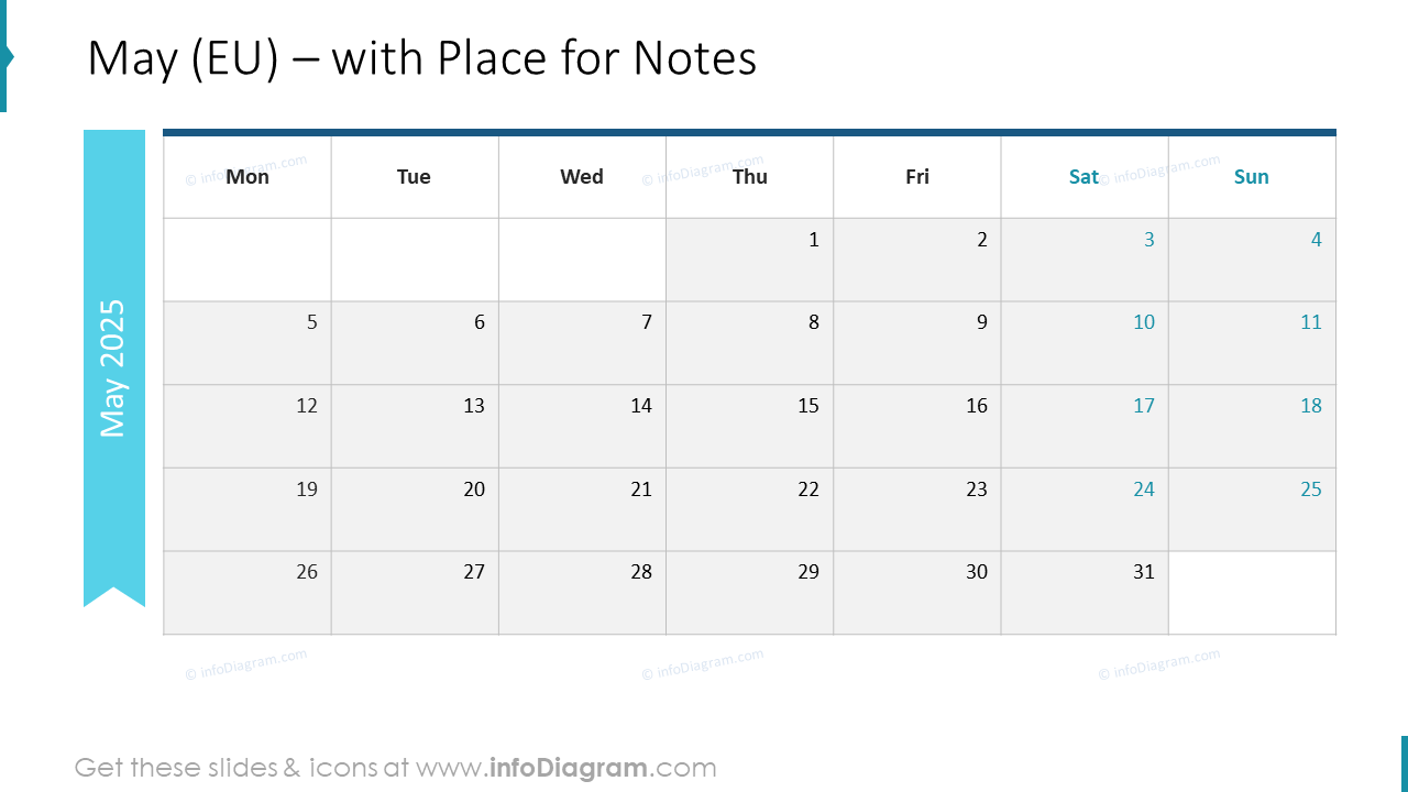 May (EU) – with Place for Notes