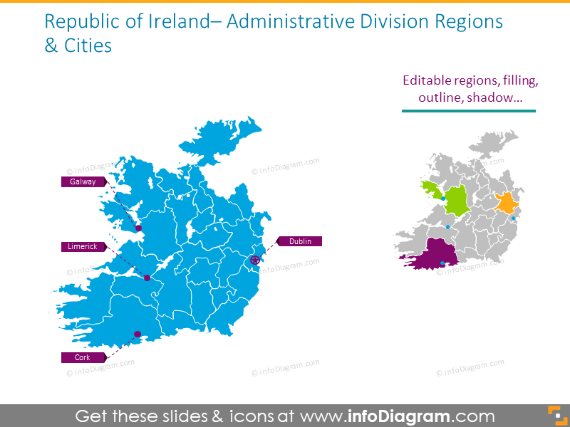 Ireland administrative division regions and cities map