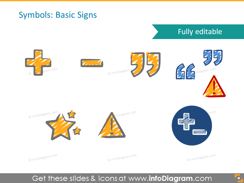 scribble basic signs quotation mark handwritten pictograms icons ppt clipart