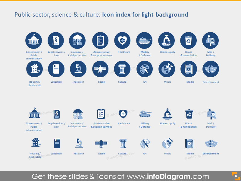 public admin sectors transport icons light flat ppt icons