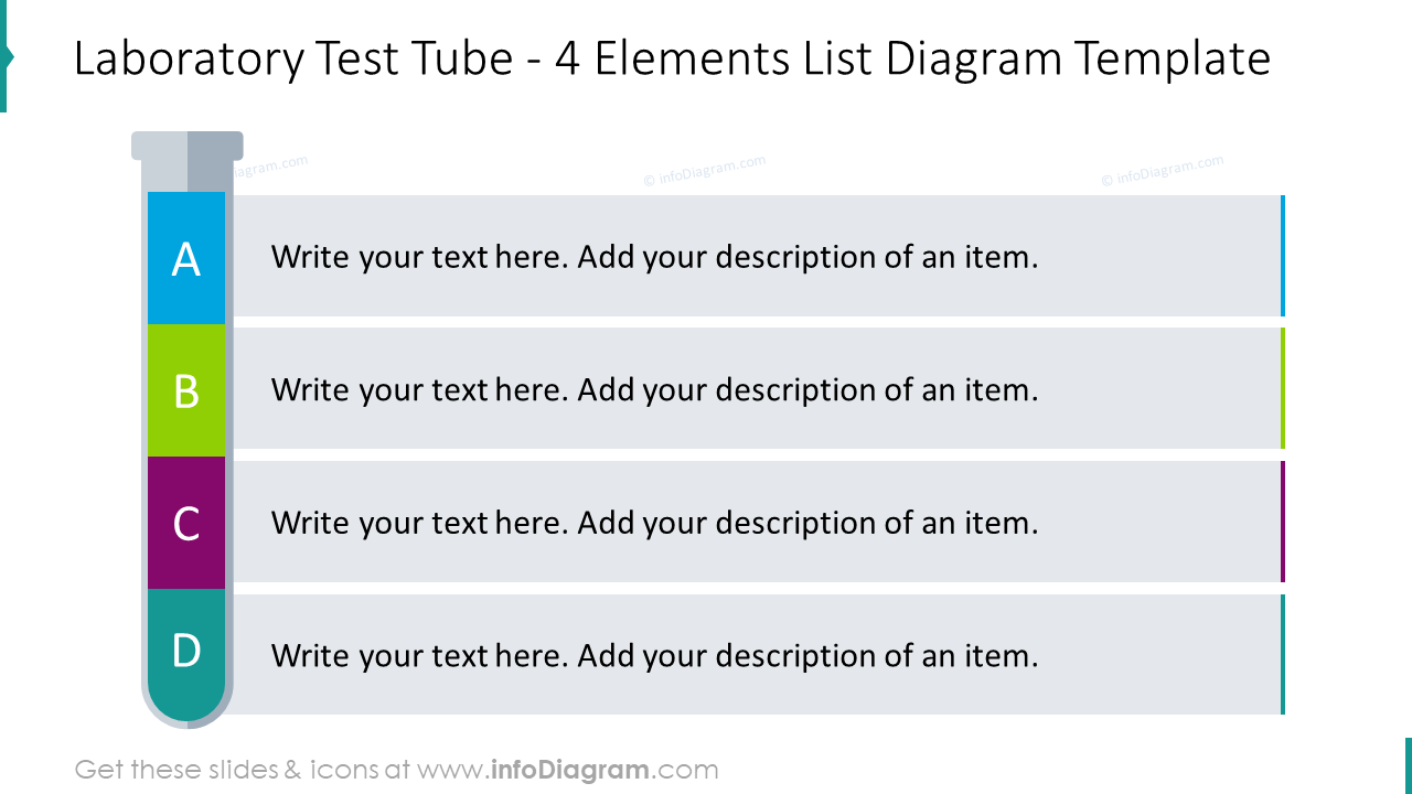 Laboratory test tube for four elements list diagram 