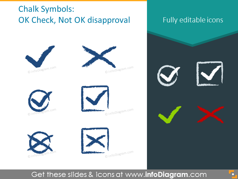  Chalk Symbols: OK, check, disapproval