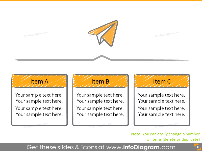 Diagram with paper plane icon