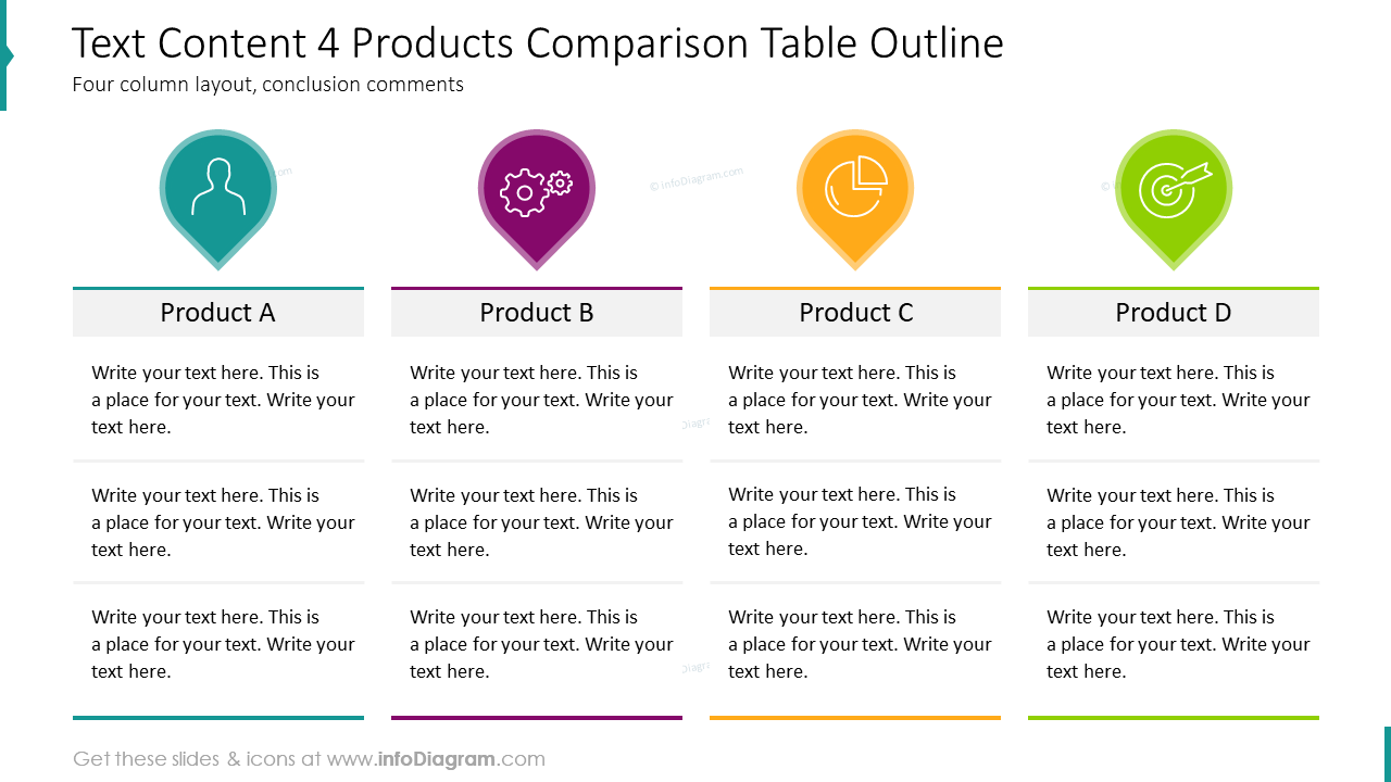 4 columns Light Outline Comparison Table