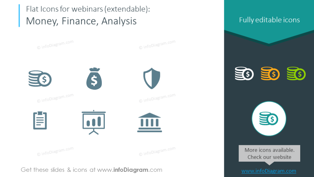 Finance icon set for webinars