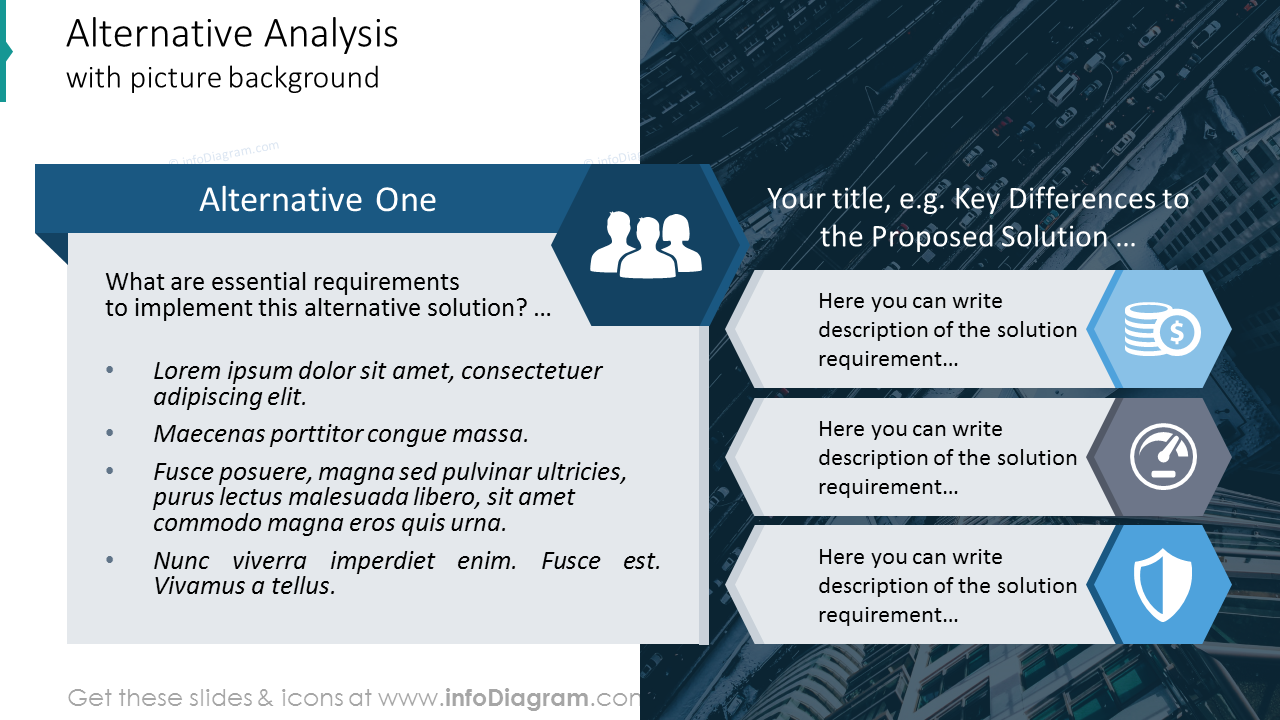 Alternative analysis template on a picture background