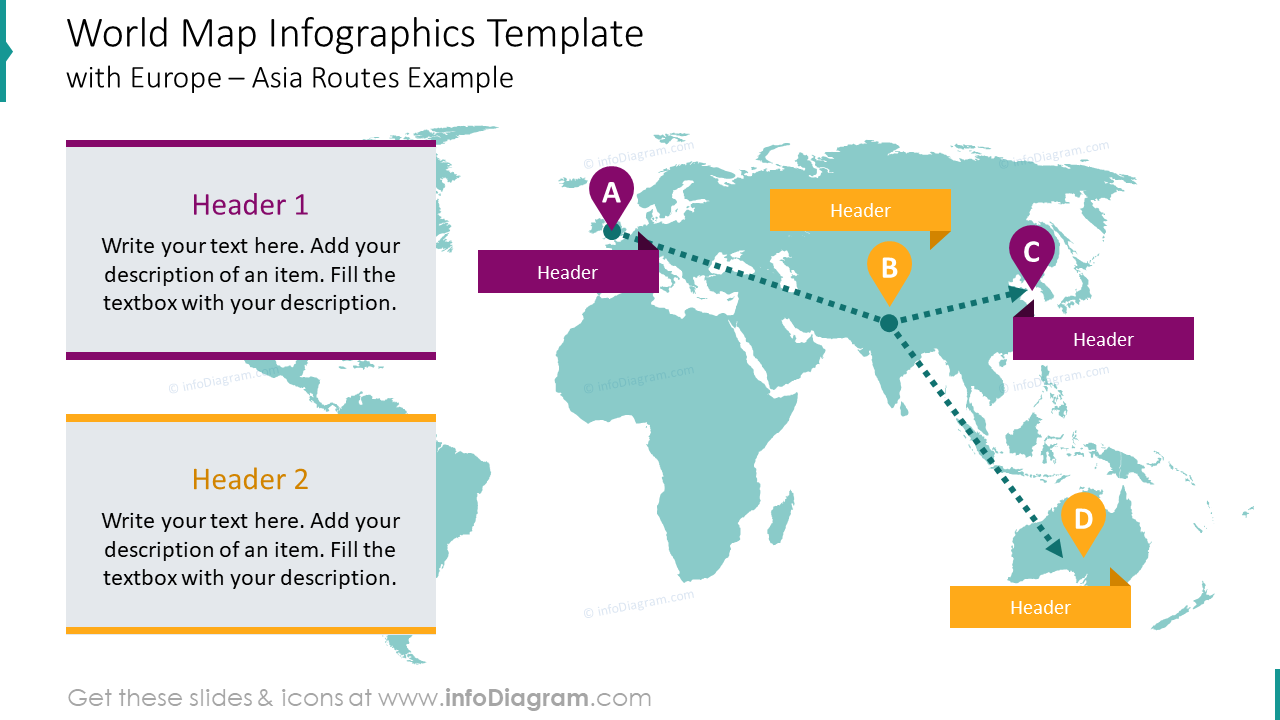 World map infographics template with Europe