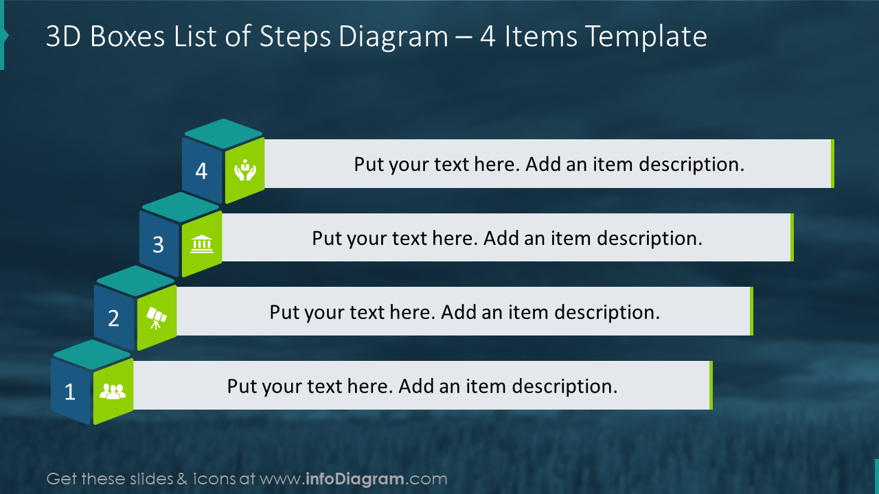 3D Boxes List of Steps Diagram