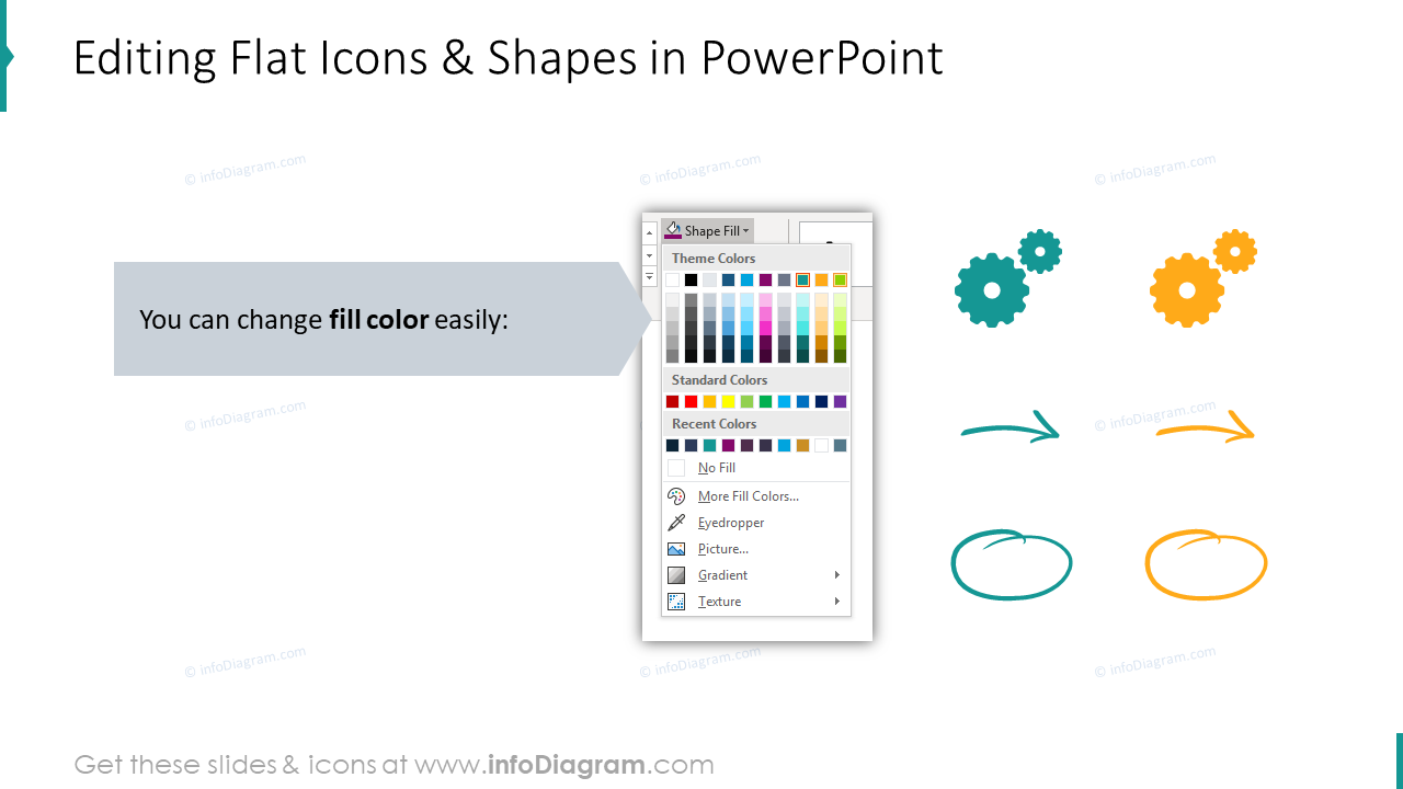 Editability of flat icons and shapes in PowerPoint