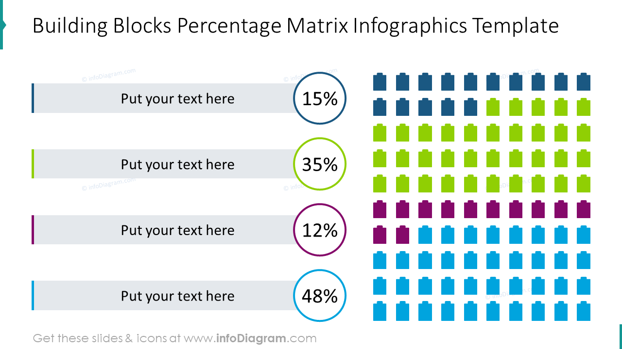 Building blocks percentage matrix infographics