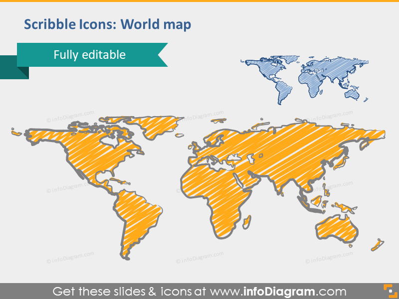 scribble world map outline powerpoint