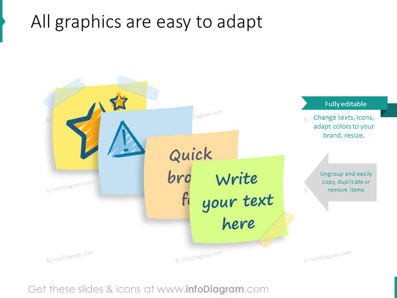 Sticky Notes, Pin, Tape elements for slides (PPT pictures)