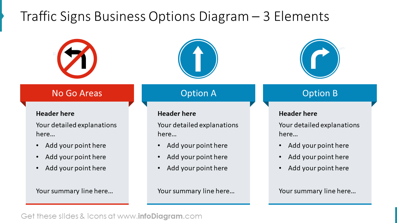 Traffic signs business options diagram