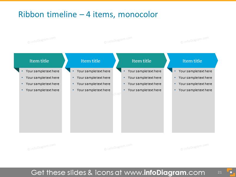 ribbon list timeline for powerpoint 4 items