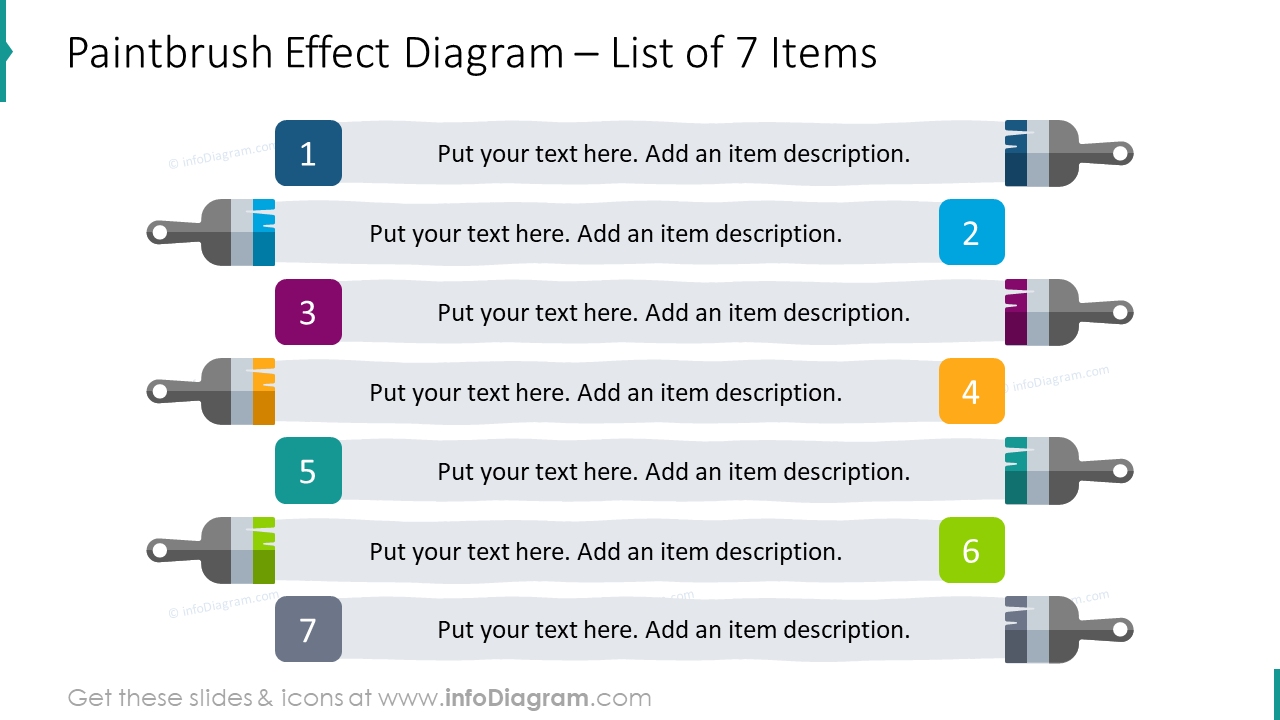 Paintbrush Effect List for 7 Items Slide