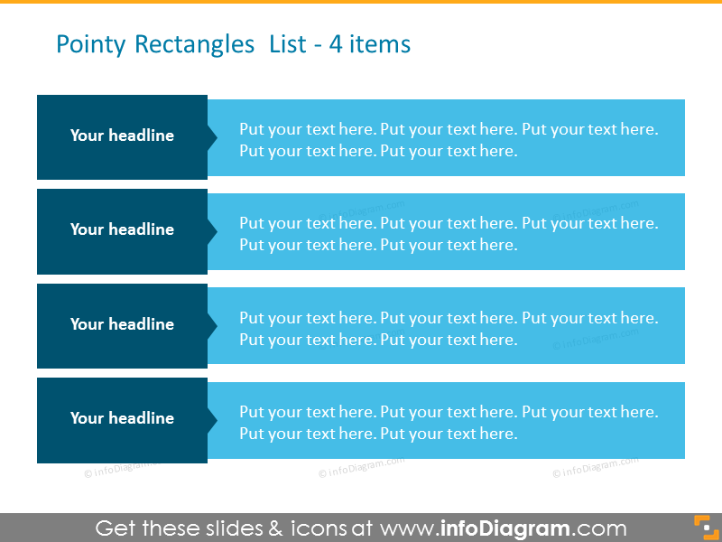 Pointy rectangles agenda for four items  