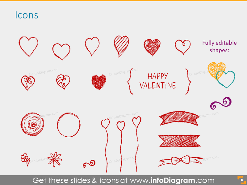 Seasonal Icons - Happy Valentines (PPT clipart)