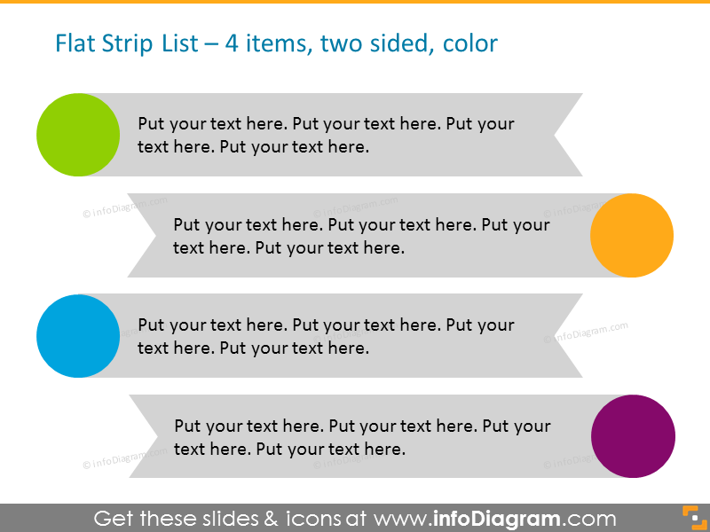 PowerPoint Circle List Template for placing 4 elements on two sides