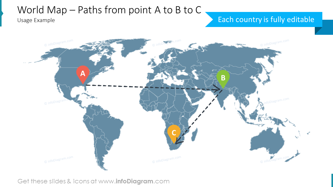 map world routes dotted sketch line powerpoint