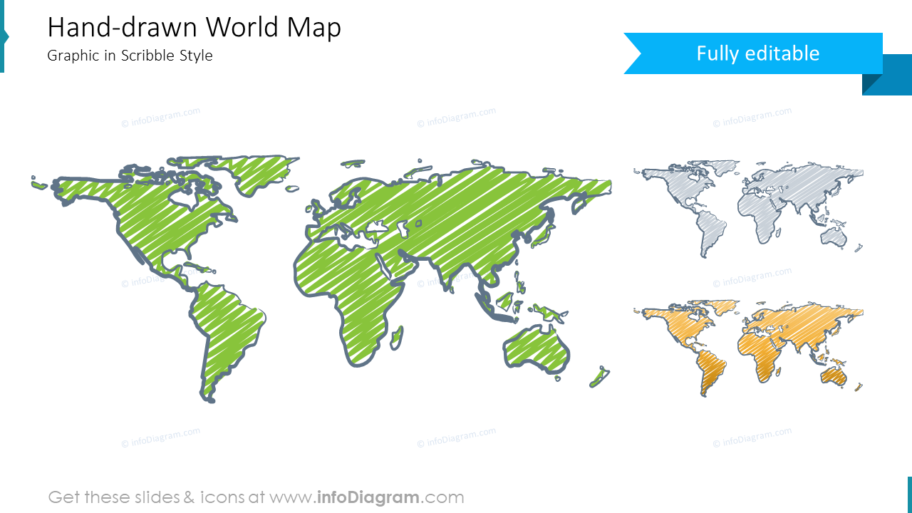 handwritten world map scribble pptx clipart