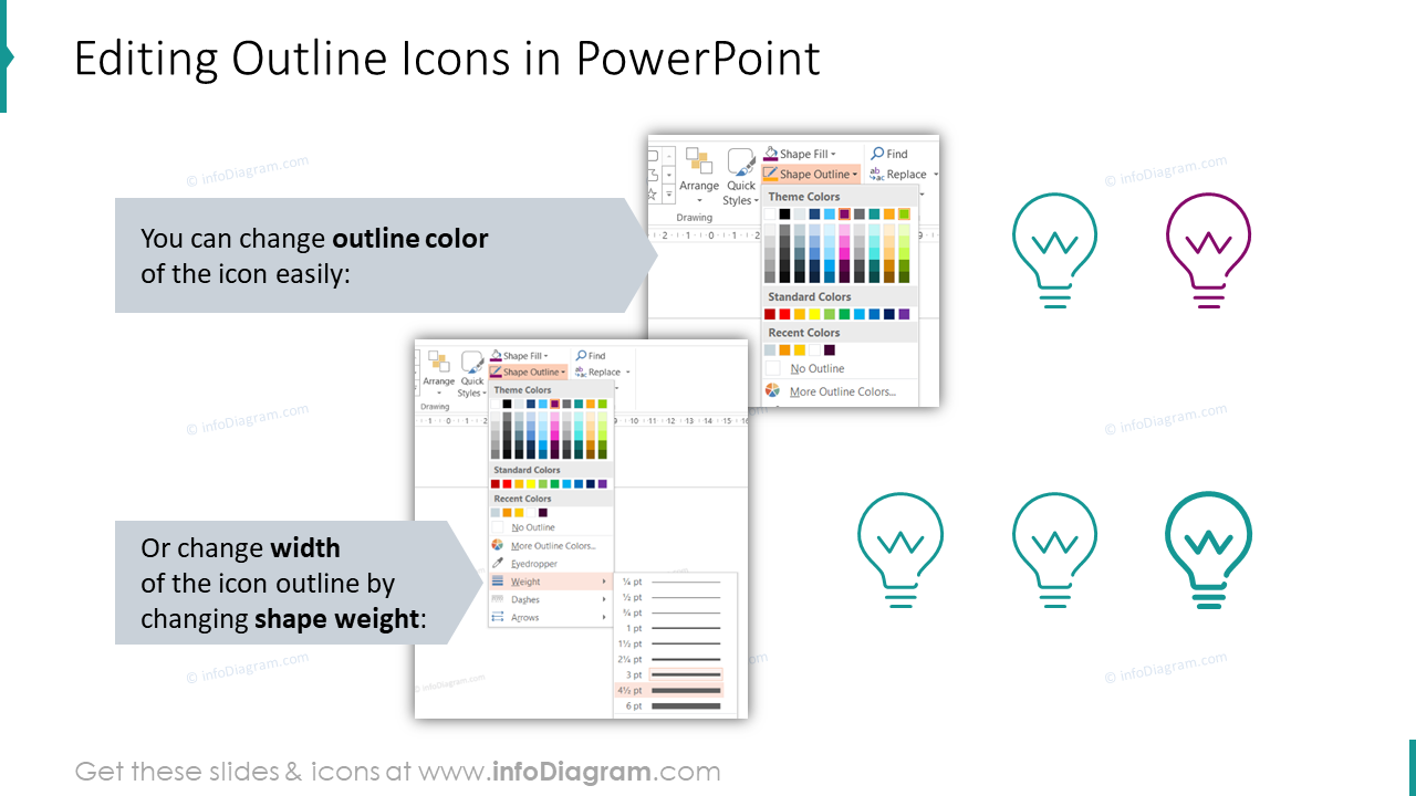 Editability of outline icons in PowerPoint