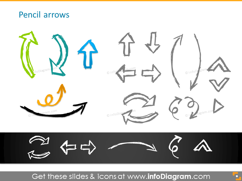 Handdrawn Arrows for sketched organic slides (PPT clipart shapes)