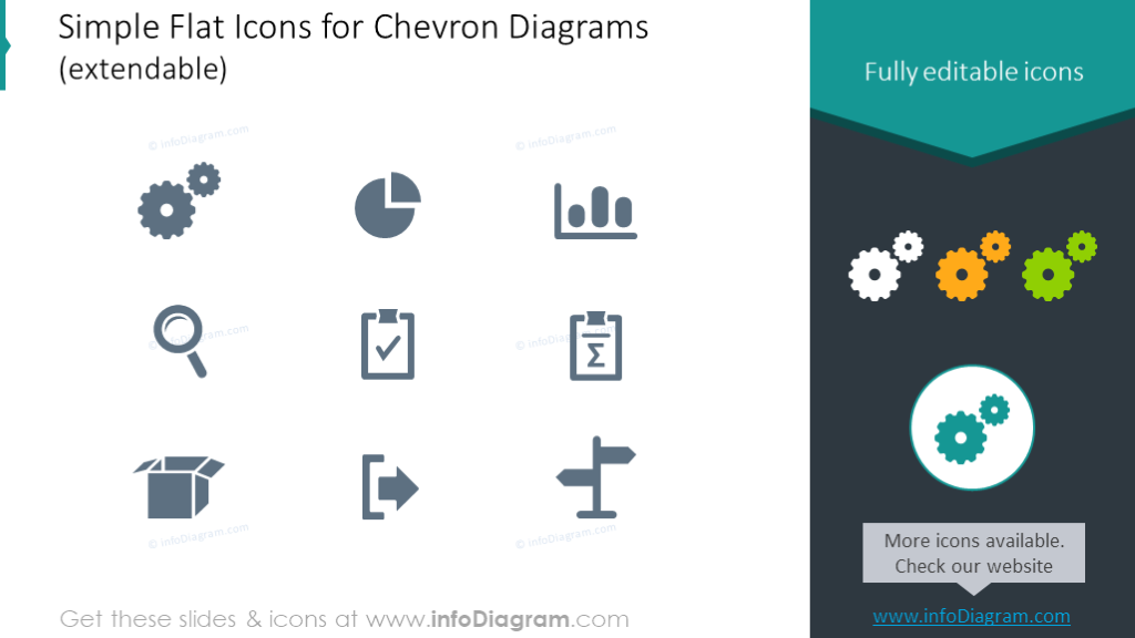 Simple Flat Icons for Chevron Diagrams