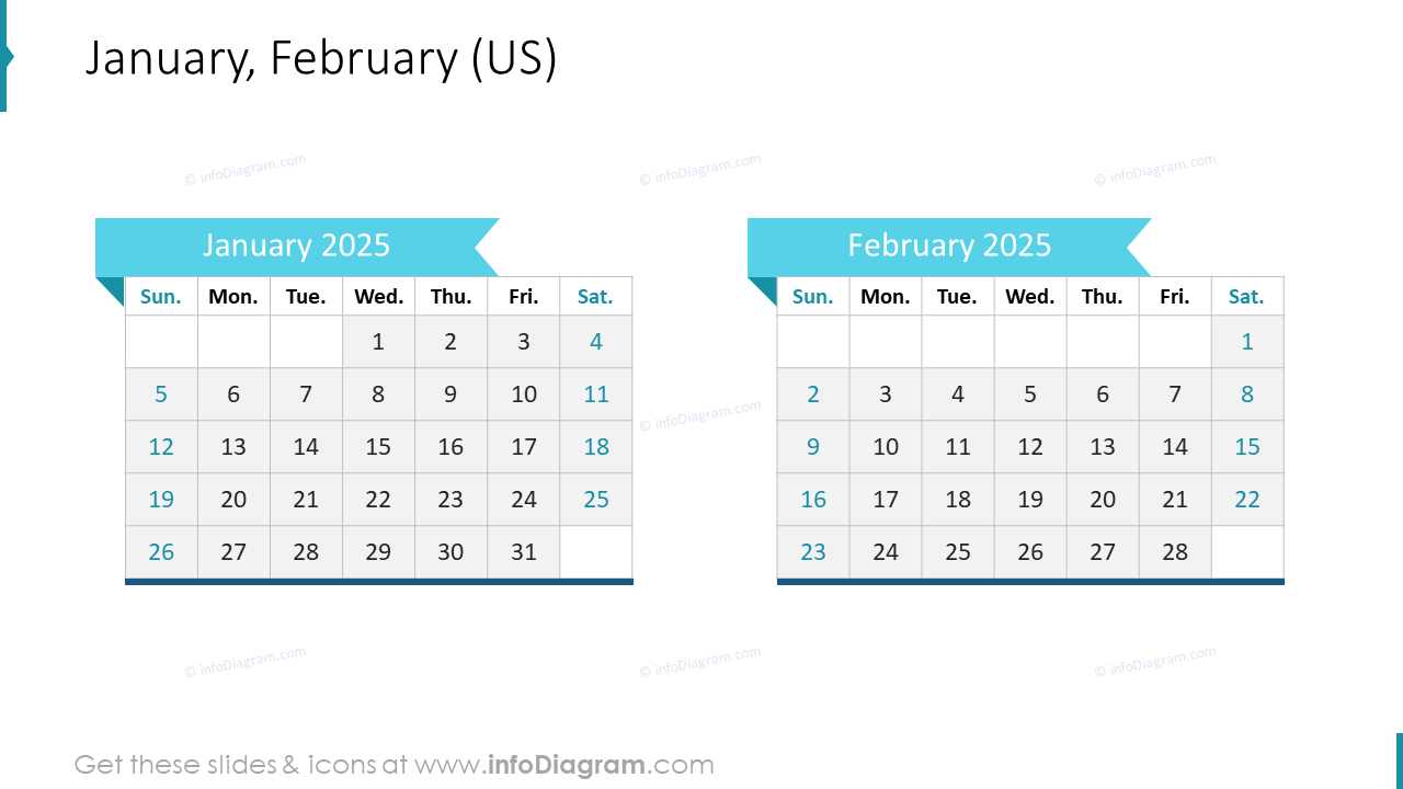 January, February (US)