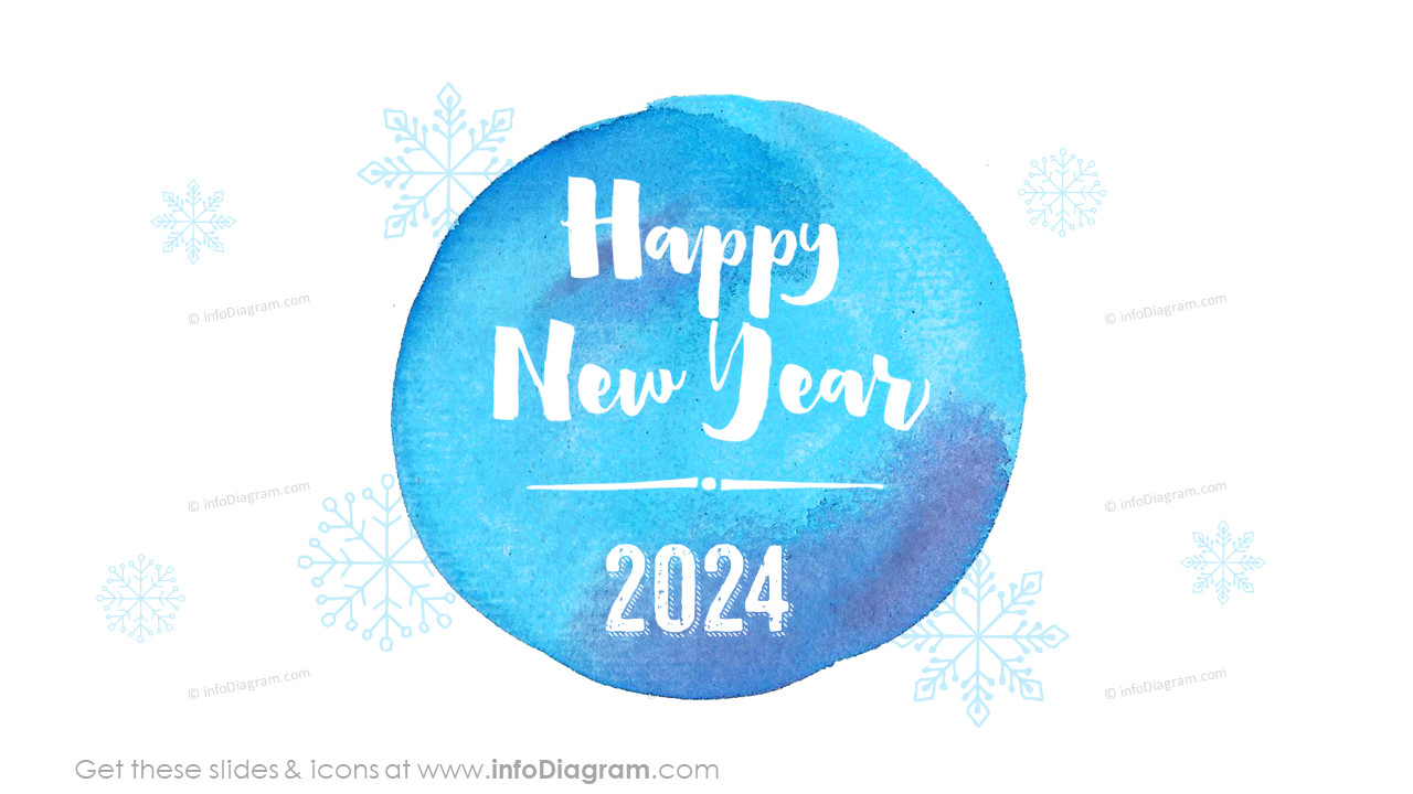 hand drawn watercolor text happy new year 2024 image