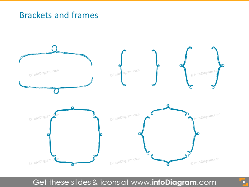  Brackets and frames icons set