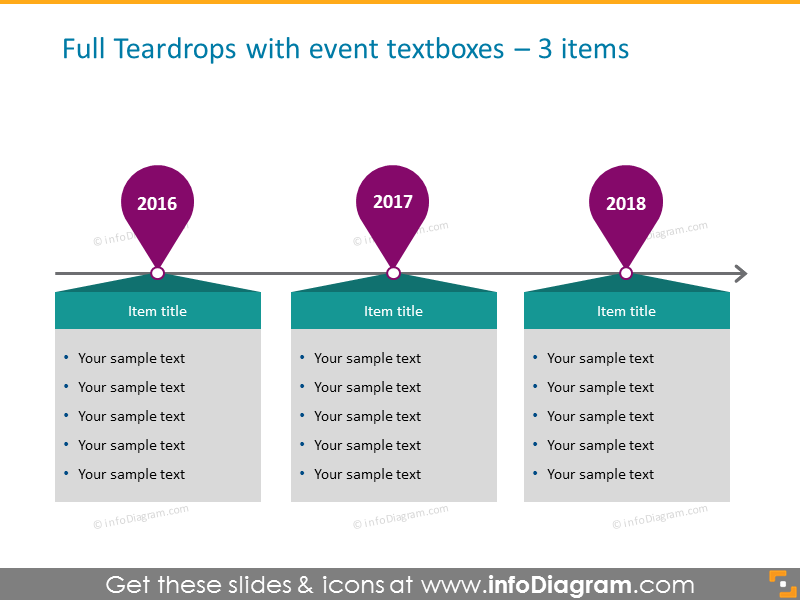 timeline infographic template in powerpoint for 3 elements