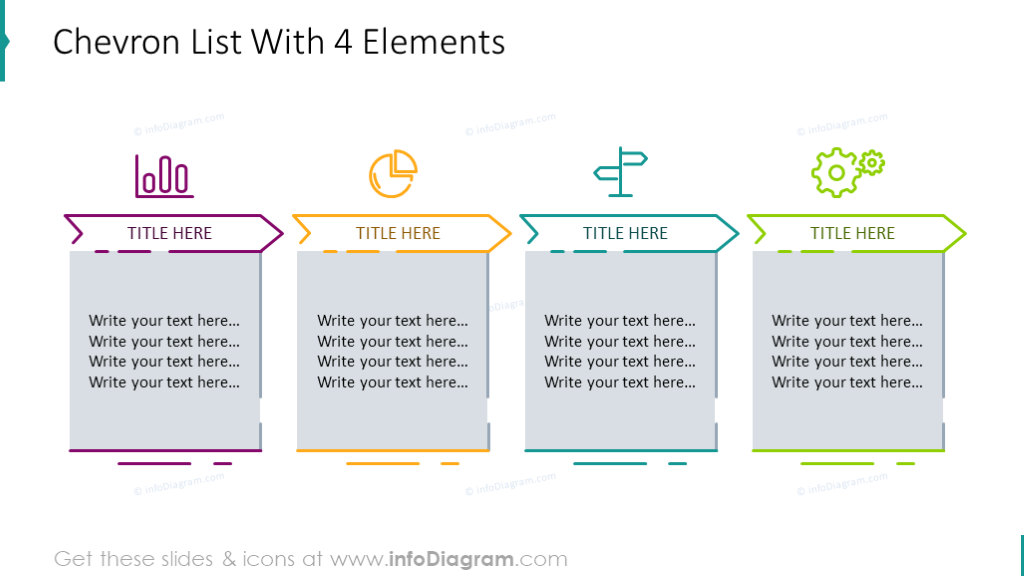 4 elements chevron list diagram