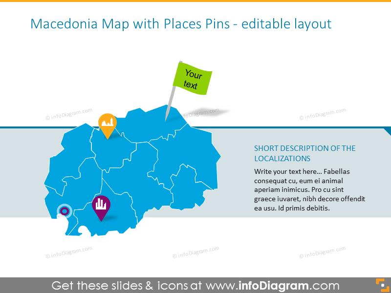 Macedonia Map with Places Pins