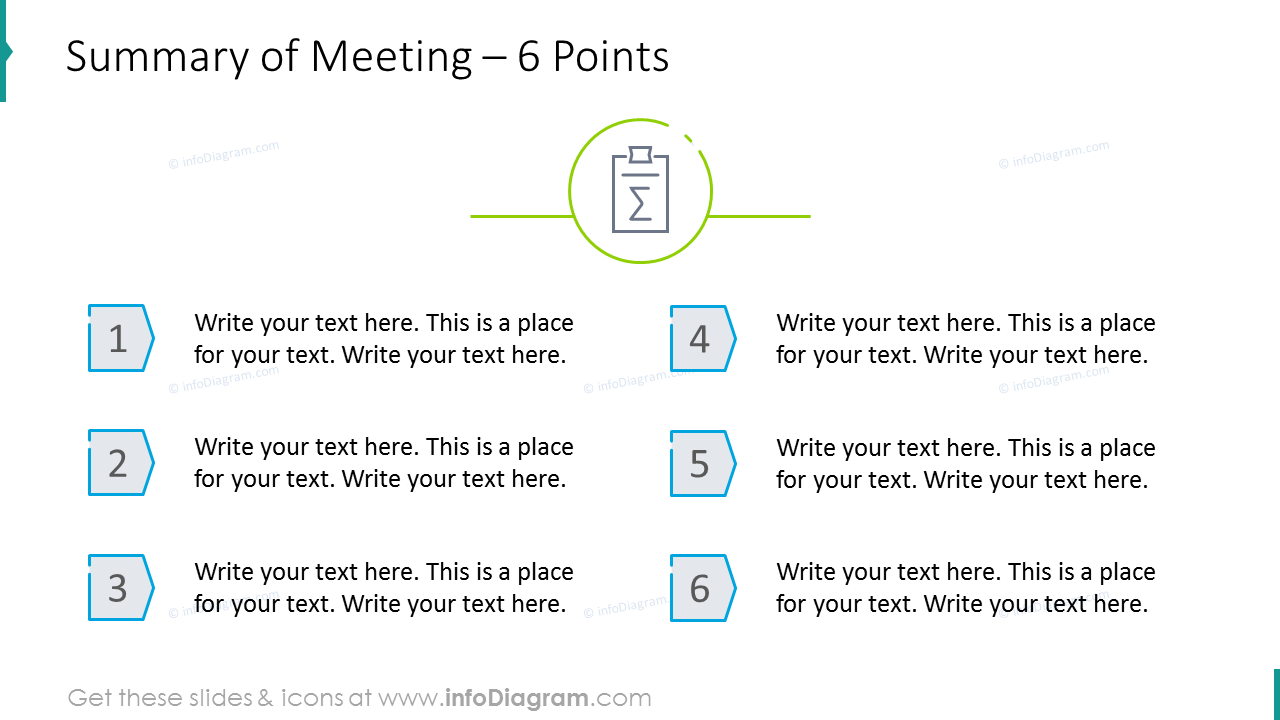 Summary of meeting with 6 points